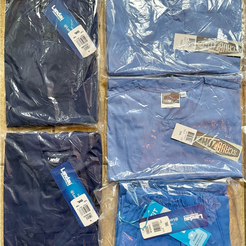 Lot of 5 Scrubs Size Small Pieces New Blue Landau Scrub Zone FAST SHIPPING